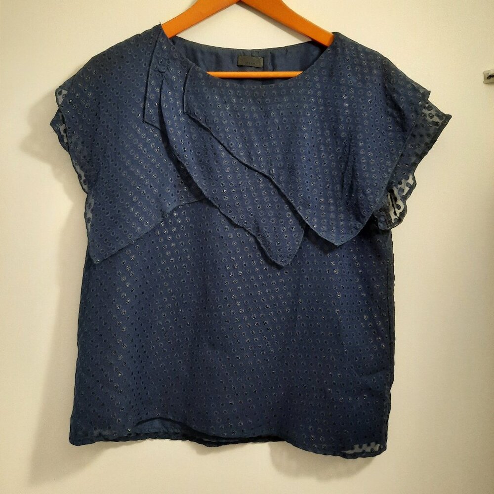 Wren Silk Top, Navy, Size S